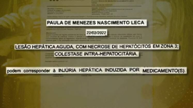 Essa tempestade medicamentosa pode explicar o resultado da biópsia feita no fígado de Paulinha. O laudo indica necrose e conclui que pode corresponder a injúria hepática induzida por medicamentos