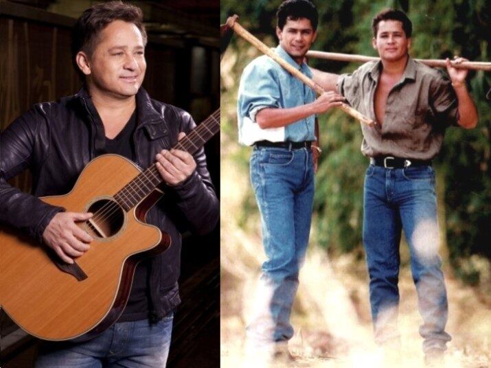 À esquerda, cantor Leonardo em carreira solo. À direita, na época em que cantava junto com seu irmão, Leandro, morto em 1998