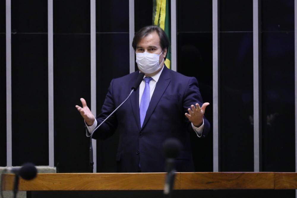 O presidente da Câmara, Rodrigo Maia, durante votação remota