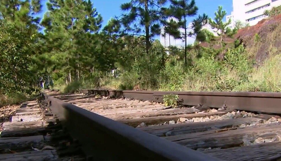 Linha férrea, que passa por parque, pertence ao antigo Terminal Águas Claras
