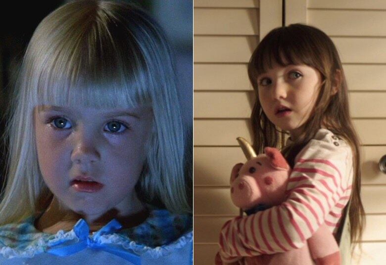 Chegou aos cinemas nesta semana a nova versão Poltergeist — O Fenômeno, filme de terror que fez muito sucesso em 1982. Como em toda refilmagem, uma das maiores curiosidades é ver lado a lado como eram e como ficaram os personagens nas duas versões.

O R7 também tinha essa curiosidade e montou esta galeria especialmente para isso. Nesta primeira montagem, você vê as fofas Heather O'Rourke (foto da esquerda), que ficou famosa como a menininha Carol Anne na versão original, e a pequena Kennedi Clements, que também vive uma garotinha com dom de falar com fantasmas, mas que teve o nome trocado para Madison. Veja mais a seguir!