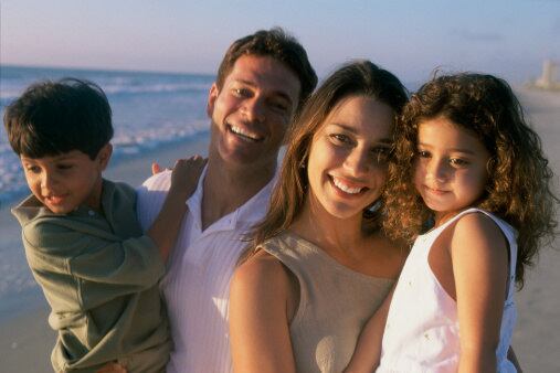 família, férias, praia, alegria