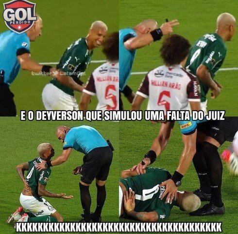Na prorrogação da final da Libertadores 2021, Deyverson protagonizou uma cena bizarra (e hilária) ao simular agressão do árbitro.