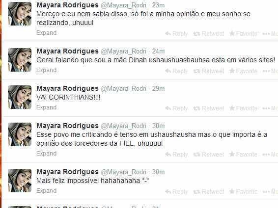 — Estão me chamando de Mãe Dinah. Estou muito feliz. Vai, Corinthians