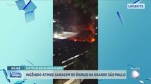 Incêndio atinge garagem de ônibus em Taboão da Serra (SP) e danifica quatro veículos