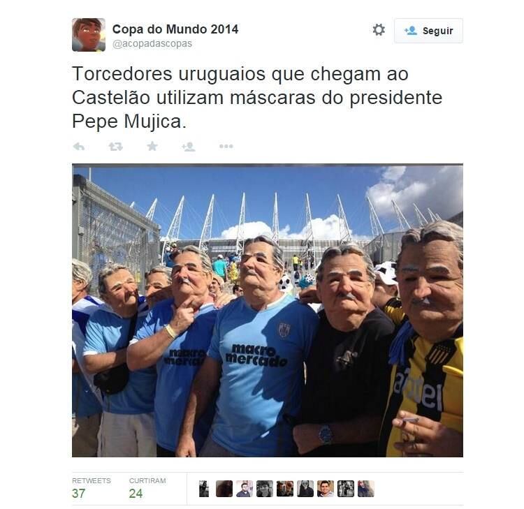 As fotos dos criativos torcedores fantasiados também é uma marca do perfil, que brinca em suas postagem ao publicar imagens que antecedem as partidas