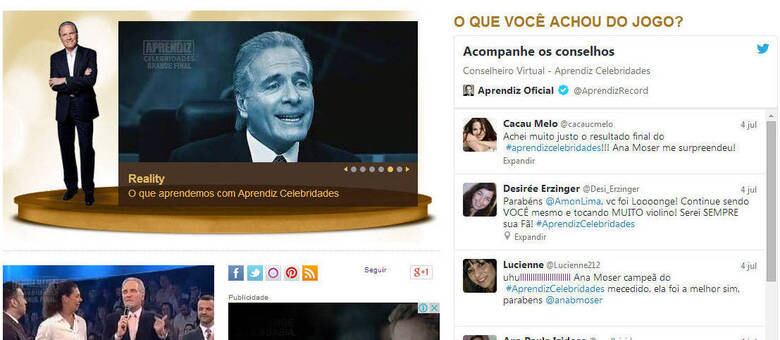 Edição de 2014 do Aprendiz, primeira com celebridades, contou com a figura do Conselheiro Virtual - feed composto pelos tweets dos internautas e que teve um papel importante no andamento do reality