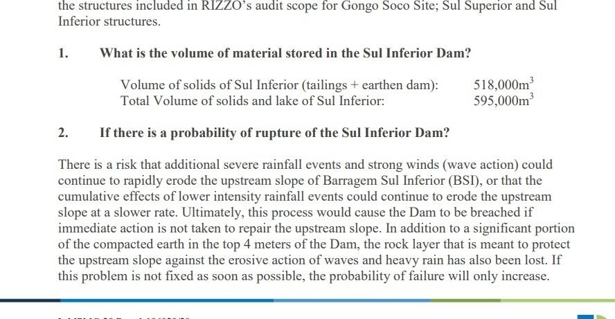 Temporais deixam barragens da Vale em risco com erosões e falta de bombeamento