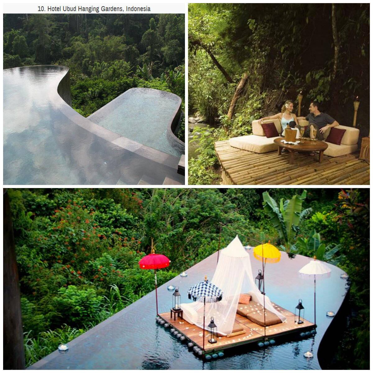 Também na Indonésia, o Hotel Ubud Hanging Gardens dispõe de 38 suítes privativas para receber seus visitantes. Uma piscina infinita também permite que o hóspede curta a paisagem da mata nativa. 


Para casais, o hotel oferece um jantar romântico à luz de velas. Depois da sobremesa, os dois são convidados a soltarem uma lanterna flutuante com seus desejos no céu 