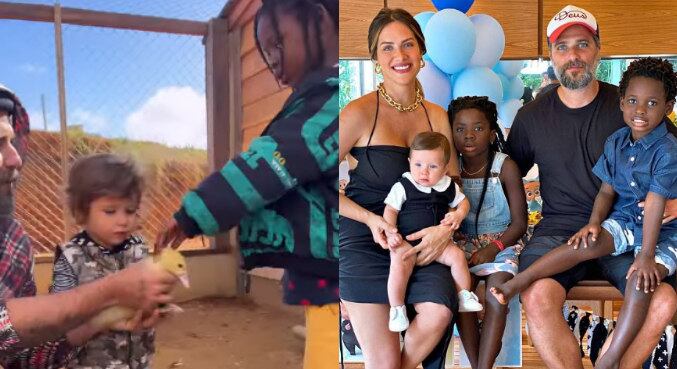 Gio Ewbank e Bruno Gagliasso dão patinhos de presente aos filhos