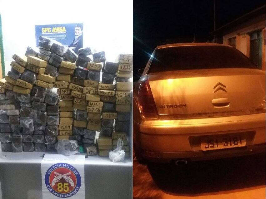 Além da droga, R$ 2 mil foram encontrados no veículo