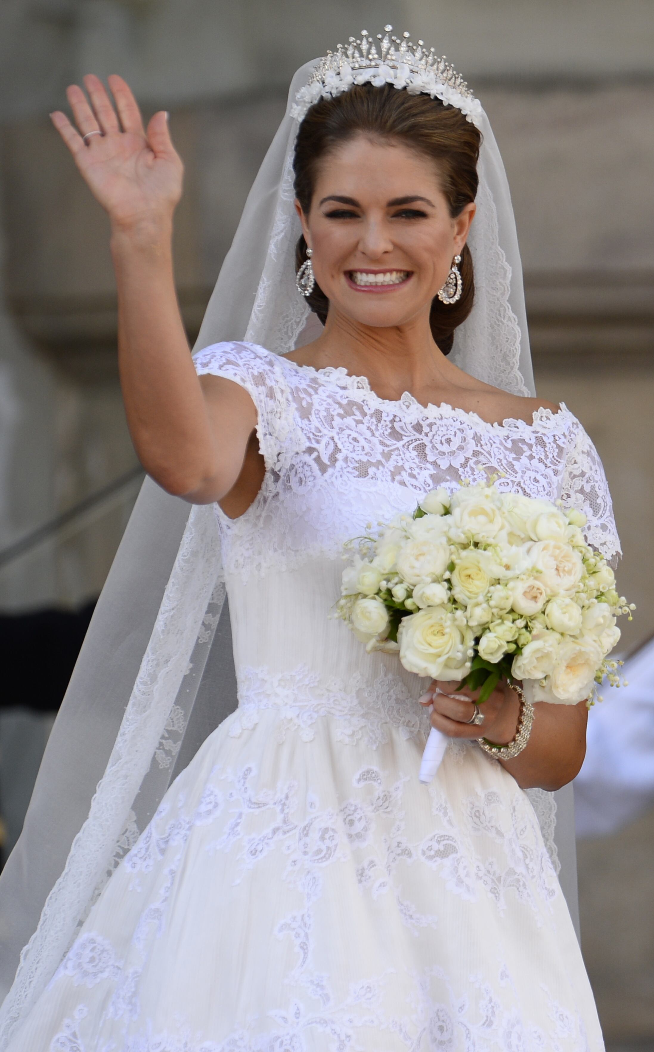 A princesa Madeleine da Suécia após a cerimônia de seu casamento com o financista britânico-americano Christopher O'Neill