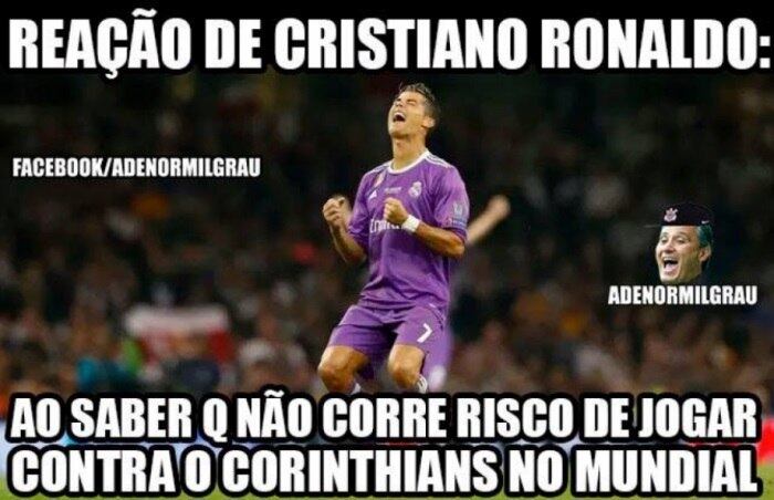 A excelente fase corintiana tem deixado até Cristiano Ronaldo "preocupado". Menos mal para o português que, neste ano, o Timão não tem como chegar ao Mundial, já que não está na Libertadores