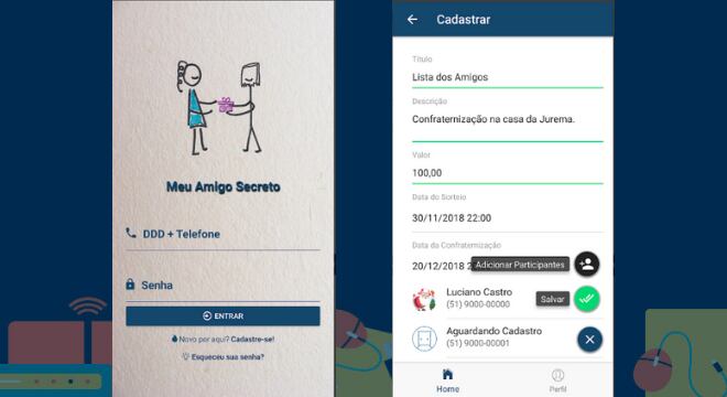 Aplicativo amigo secreto oculto SMS