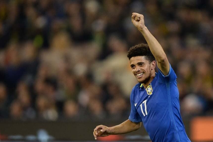 Taison fecha a lista de jogadores que balançaram as redes depois que Tite assumiu o comando da seleção, em junho de 2016. O atacante marcou um dos gols da vitória do Brasil por 4 a 0 sobre a Austrália, em amistoso realizado em 2017
(Foto: Pedro Martins / MoWA Press)