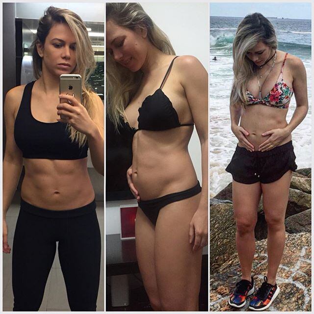 Paula compartilhou uma montagem em que mostra a evolução da gravidez