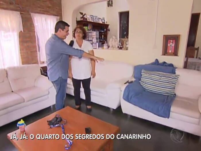 Este é o sofá onde Canarinho gostava de ficar dentro de casa. O móvel preferido dele vai ser guardado pela viúva