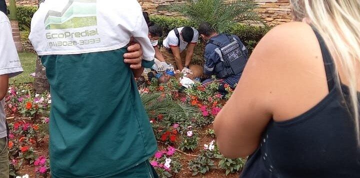 Bombeiros e Samu socorrem homem eletrocutado