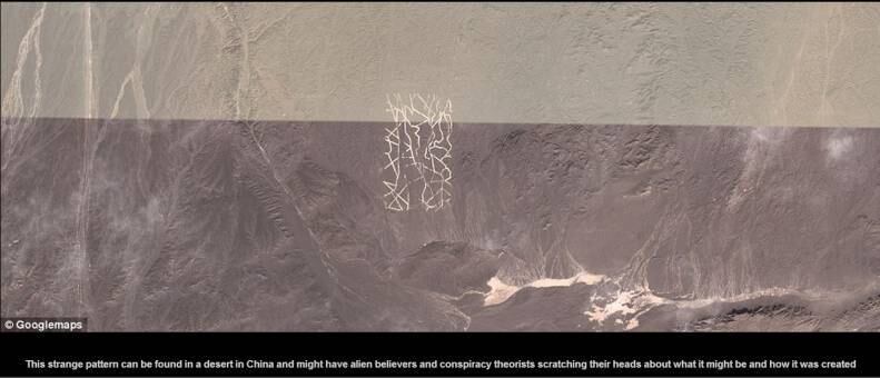 Este estranho desenho pode ser encontrado no deserto da China. Pesquisadores ainda não sabem como ele pode ter sido criado