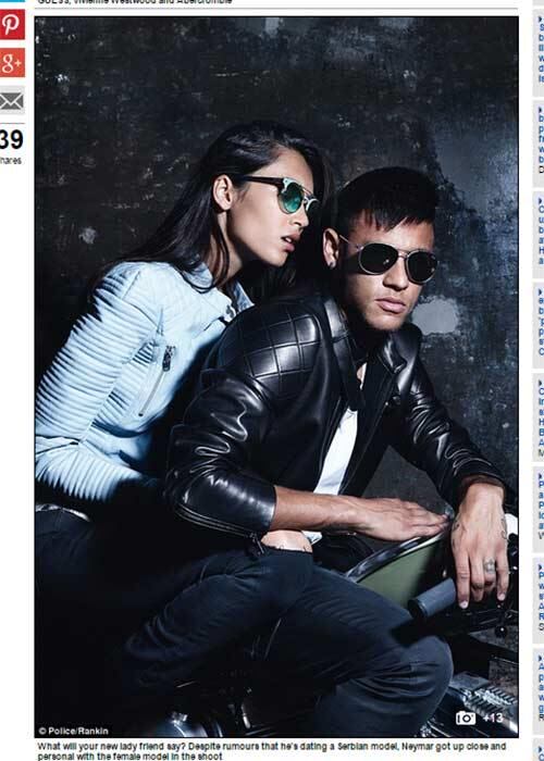 O clima de intimidade entre Neymar e a modelo mexicana chamou a atenção de quem acompanhou a sessão

