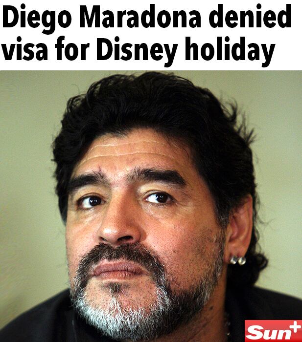 Já Maradona foi barrado e teve seu visto de turista negado. De acordo com fontes do jornal inglês The Sun, o craque argentino teve sua entrada nos EUA barrada por causa de sua amizade com o líder cubano Fidel Castro e sua relação com o falecido presidente venezuelano Hugo Chávez...


