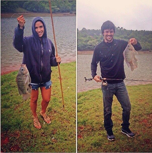 Os pombinhos não se desgrudam, vivem viajando juntos. Em uma das postagens no Instagram, eles apareceram até pescando!