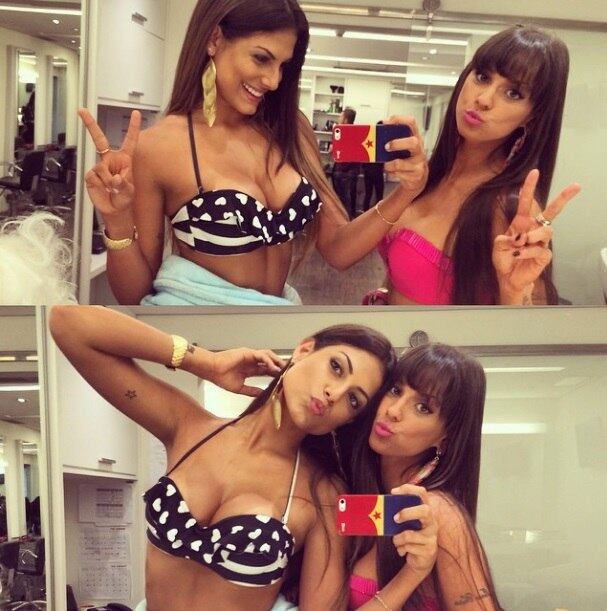 Nos bastidores, Mari Gonzalez se dá bem com a panicat Carol Dias
