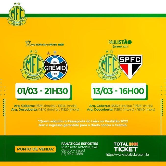 Ingressos já estão à venda, tanto on-line como em loja física