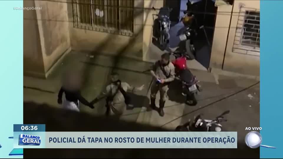 Policial dá tapa no rosto de mulher durante operação em Feira de Santana (BA)