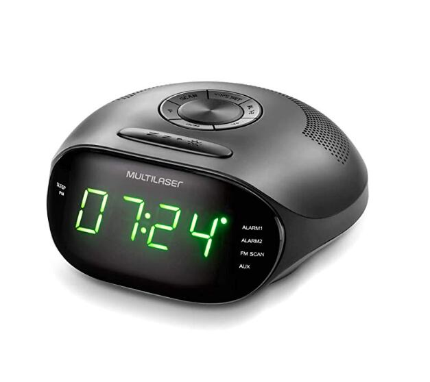 A Caixa de Som e Relógio possui compartilhamento de pilha e é bivolt
Compre agora