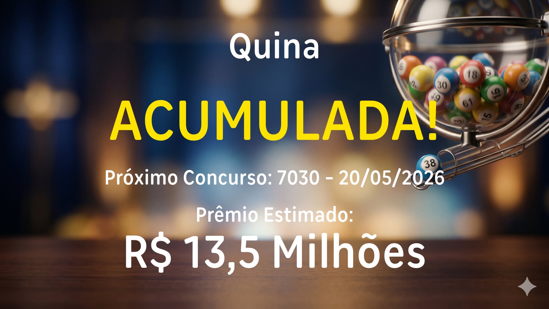 Quina: sorteia prêmio acumulado em R$ 13,5 milhões nesta quarta-feira (20)