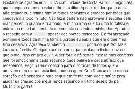 Em post, mãe de traficante diz que não aprovava escolha do filho