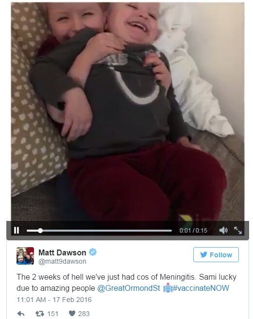 Após a morte de Faye, seus pais publicaram um texto no Facebook pedindo que a vacina fosse disponibilizada pelo governo. O texto rapidamente viralizou nas redes sociais, fazendo com que outras famílias que também têm crianças que sofrem de meningite na família compartilhassem suas histórias