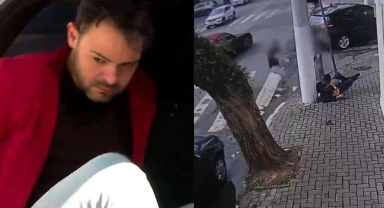 Empresário sendo levado preso após atirar contra ladrão rendido