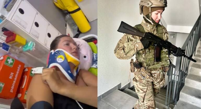 Miss Ucrânia que luta na guerra sofre acidente de ônibus a caminho de Kiev