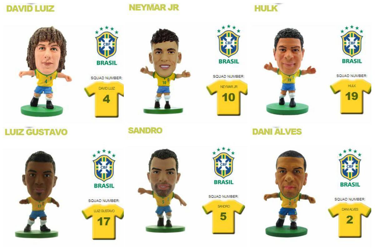 A Soccerstarz, uma empresa da Inglaterra, apresentou a seleção brasileira de minicraques. Um dos destaques fica pela ausência do artilheiro Fred, que perdeu a camisa 9 para William, do Chelsea