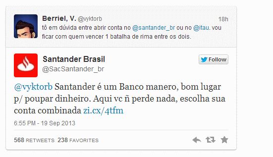 Bancos, no Twitter, clientes no Twitter, Santander, Itaú