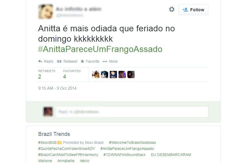 Anitta é o alvo preferido dos haters do Twitter