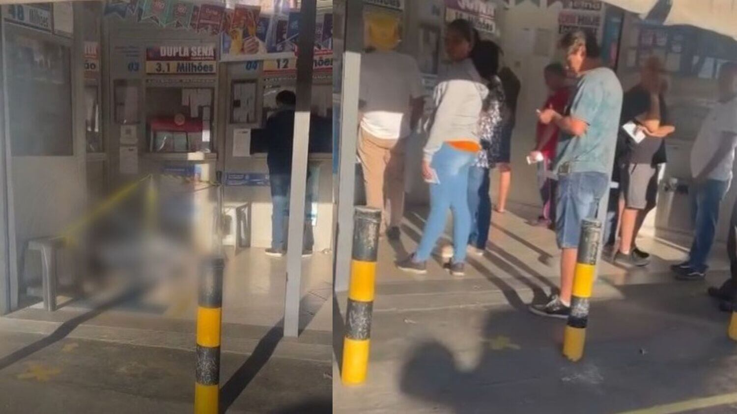Apesar do corpo no chão, clientes continuaram na fila da lotérica