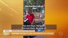 Motoboy ajuda motorista em apuros no trânsito de São Paulo; veja vídeo