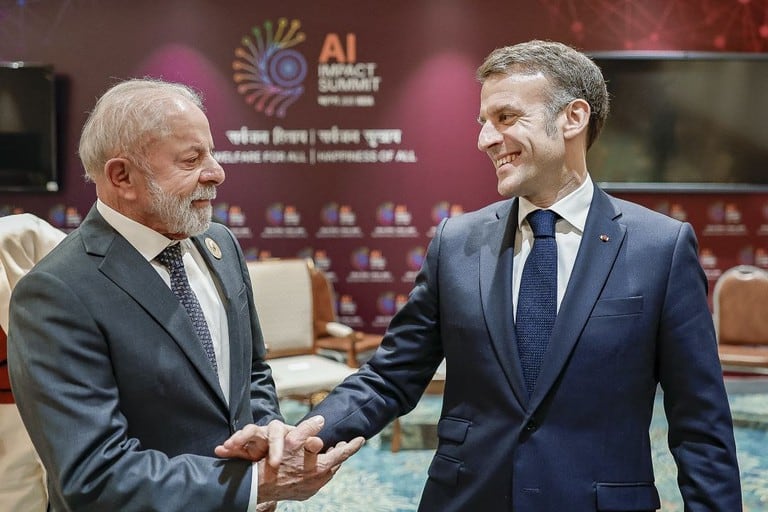 Lula e Macron se encontraram na Índia nesta quinta-feira (19)
