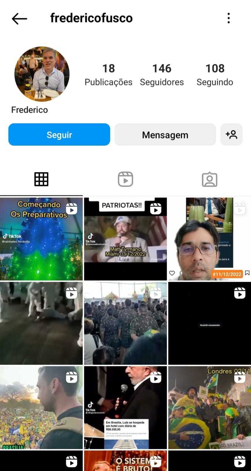 Nas redes sociais, o médico faz críticas ao presidente eleito e parabeniza acampados nos quartéis