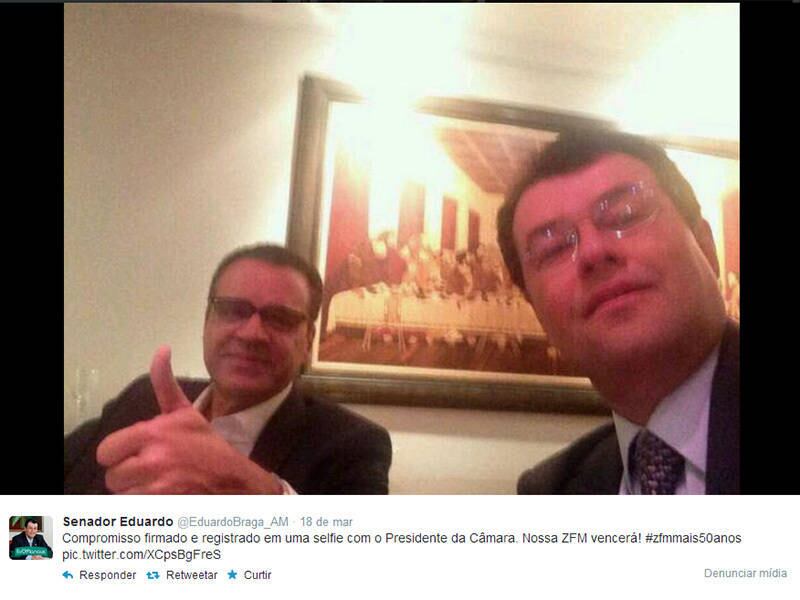 A reunião de Eduardo Braga com o presidente da Câmara, Henrique Eduardo Alves (PMDB=-RN), também foi parar na rede em forma de selfie