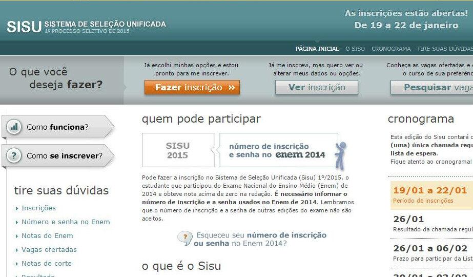 O Ministério da Educação informa as matrículas poderão ser realizadas nos dias 30 de janeiro, 2 e 3 de fevereiro