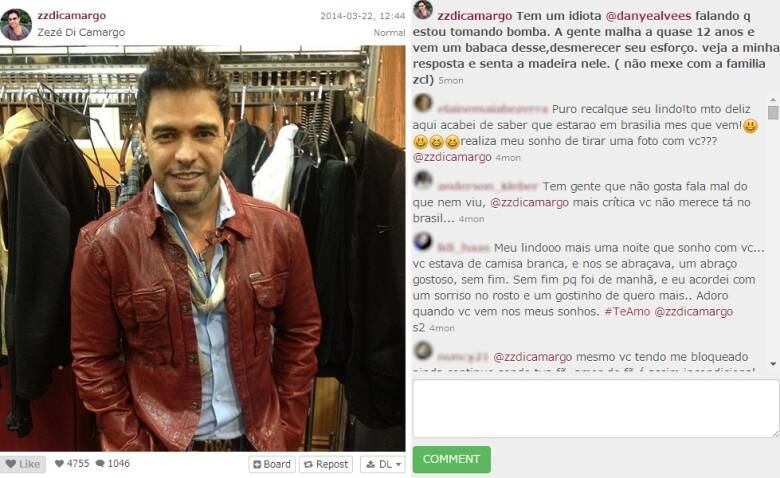 Zezé dá atenção para qualquer ofensa nas redes sociais