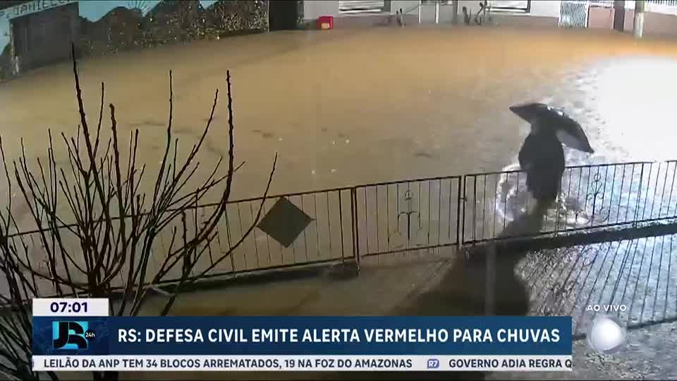Defesa Civil emite alerta vermelho para chuvas no Rio Grande do Sul