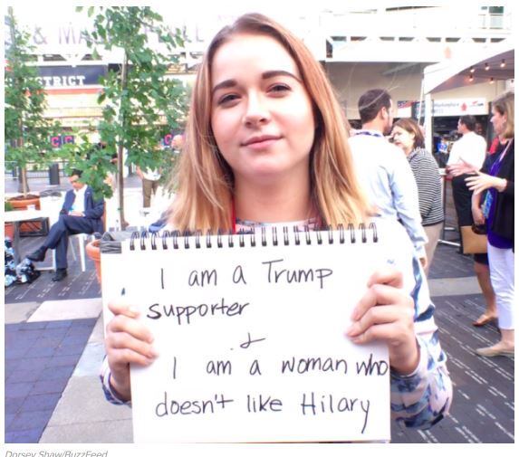 "Eu sou apoiadora do Trump + eu sou uma mulher que não gosta da Hillary"