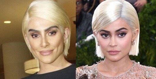 Cleo surgiu loira na festa e ficou a cara da Kylie, das Kardashians