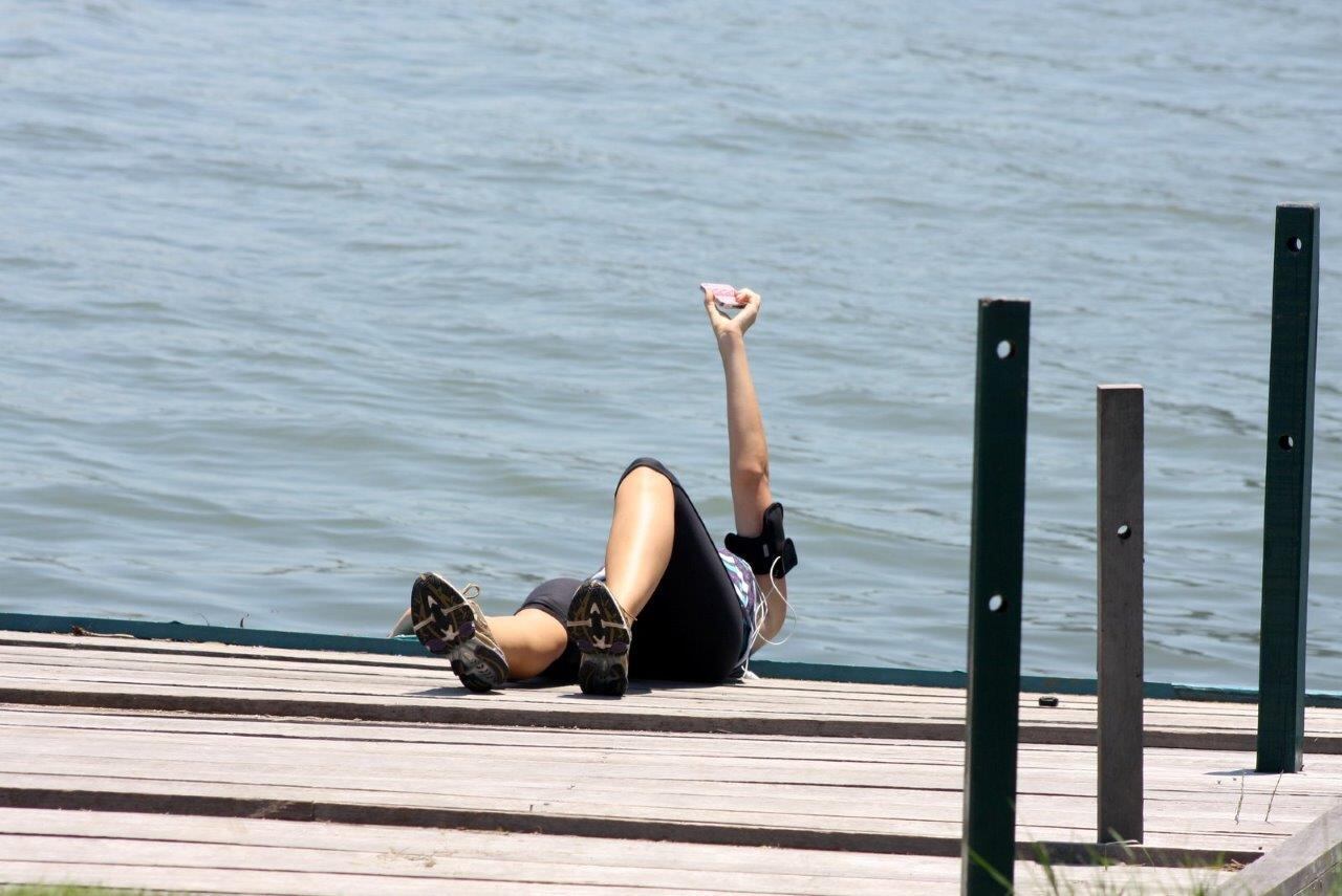 Atriz fez uma série caprichada de alongamento