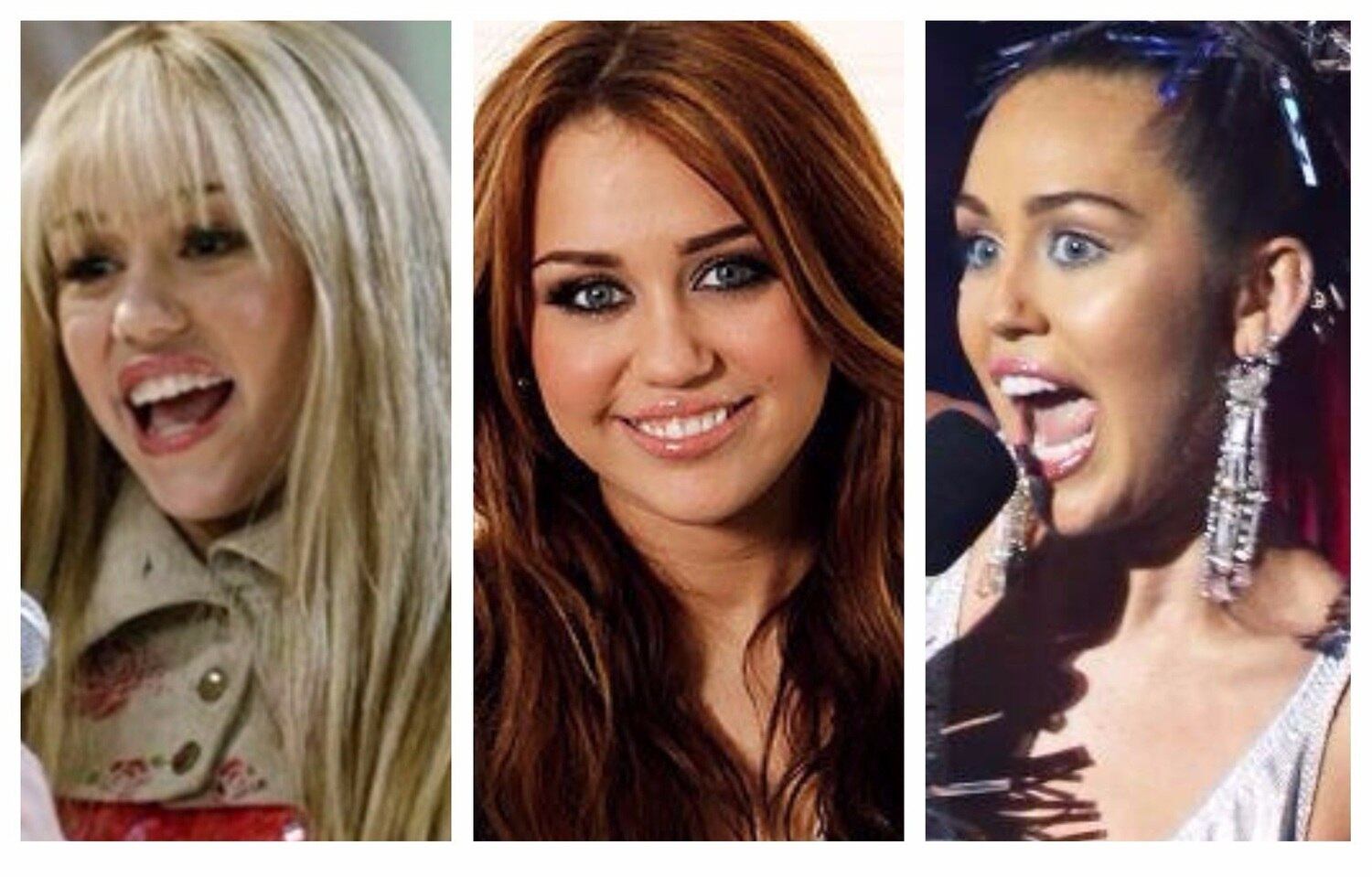 Miley Cyrus chega aos 25 anos acumulando sucessos, polêmicas e muitas mudanças de visual. Revelada na série Hannah Montana, que foi exibida entre 2006 e 2011 pelo Disney Channel, ela conseguiu superar esse papel tão marcante e teve uma ascensão meteórica logo na sequência.

De princesinha da música teen, Miley foi rapidamente catapultada à condição de rival de Taylor Swift no country pop, dando sequência ao sucesso do próprio pai, o cantor Billy Ray Cyrus. No entanto, a cantora não se restringiu ao estilo por muito tempo e, em 2013, ela aparece com tudo novo: do visual ao estilo de música que passou a cantar, nada mais era igual. 
A fase Bangerz mostra uma Miley inesperada, cheia de atitude e com pouca roupa. Mas apesar do sucesso estrondoso que isso gerou, a diva diz ter se arrependido do atrevimento e ousadia dos figurinos que a deixavam seminua em clipes e shows da turnê e agora aposta novamente em uma fase mais comportada que veio junto com o lançamento do disco Younger Now, em setembro. Veja essas evoluções nas fotos a seguir